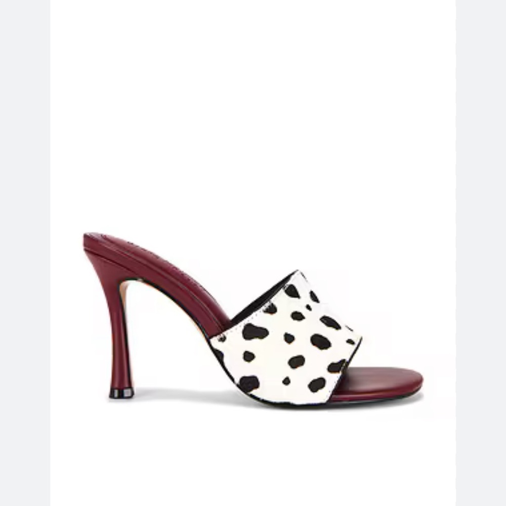 Steve Madden Paula-a Women’s Maroon Leather Mule Sandal with Black & White